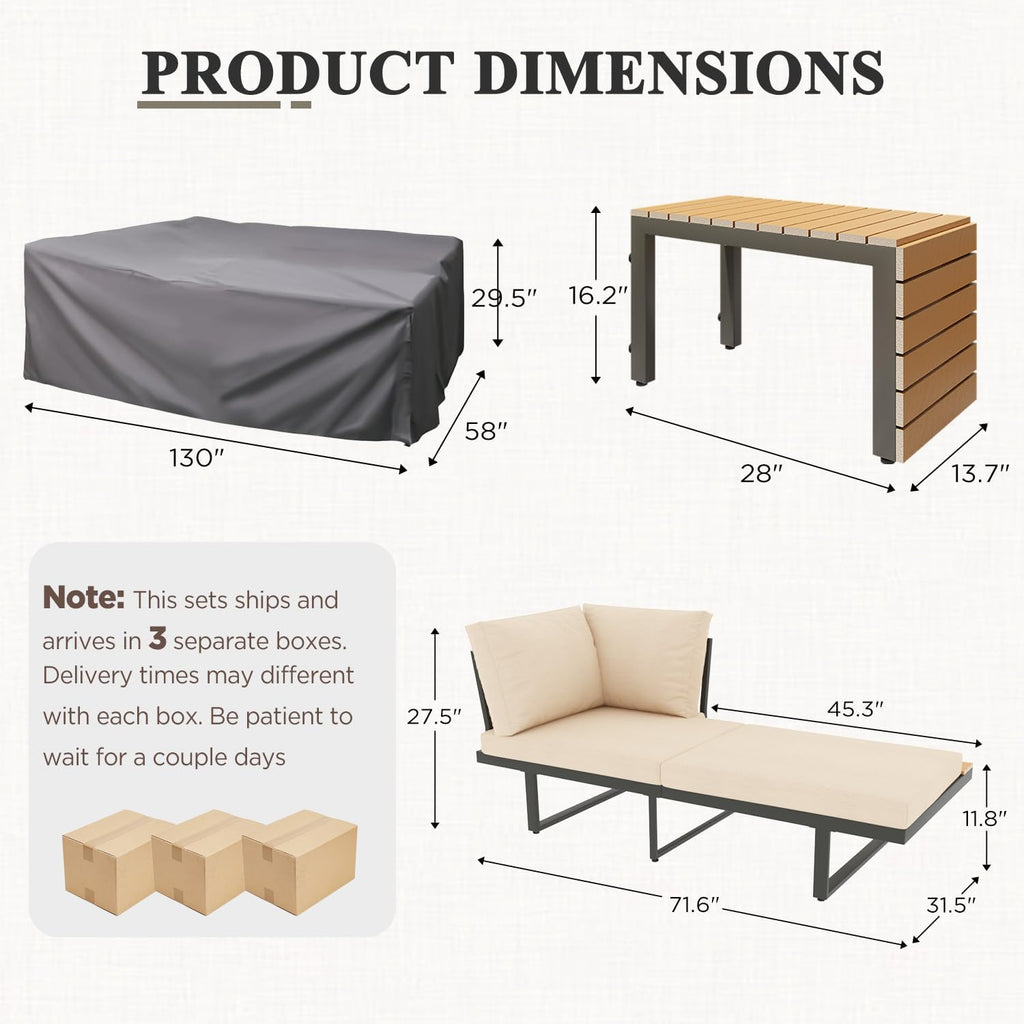 YODOLLA 4 Piece Metal Patio Furniture Set