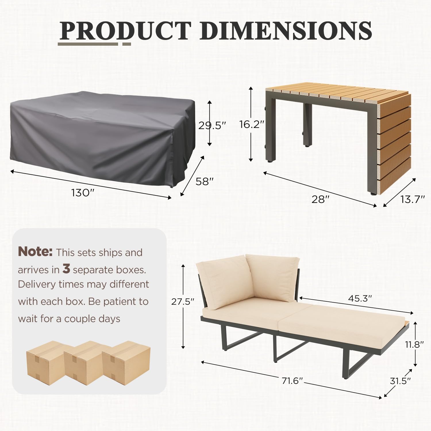 YODOLLA 4 Piece Metal Patio Furniture Set