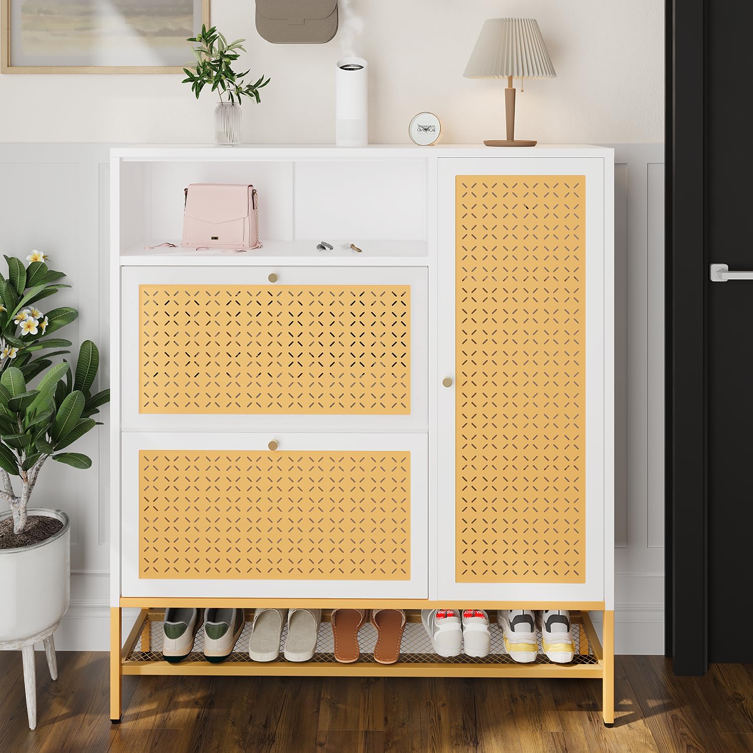 YODOLLA Shoe Storage Cabinet with 2 Flip Drawers Hidden Shoe Organizerbest