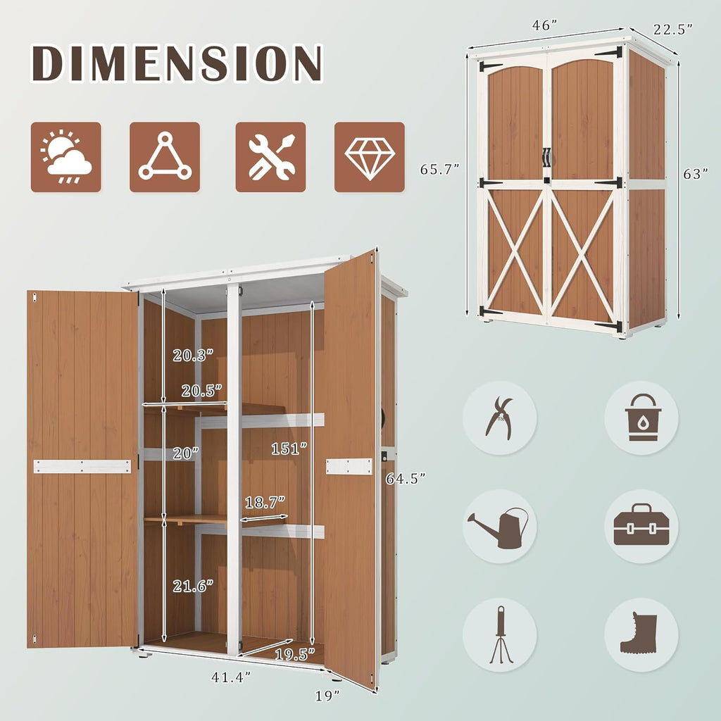 YODOLLA Outdoor Storage Shed with Waterproof Roof, Brown