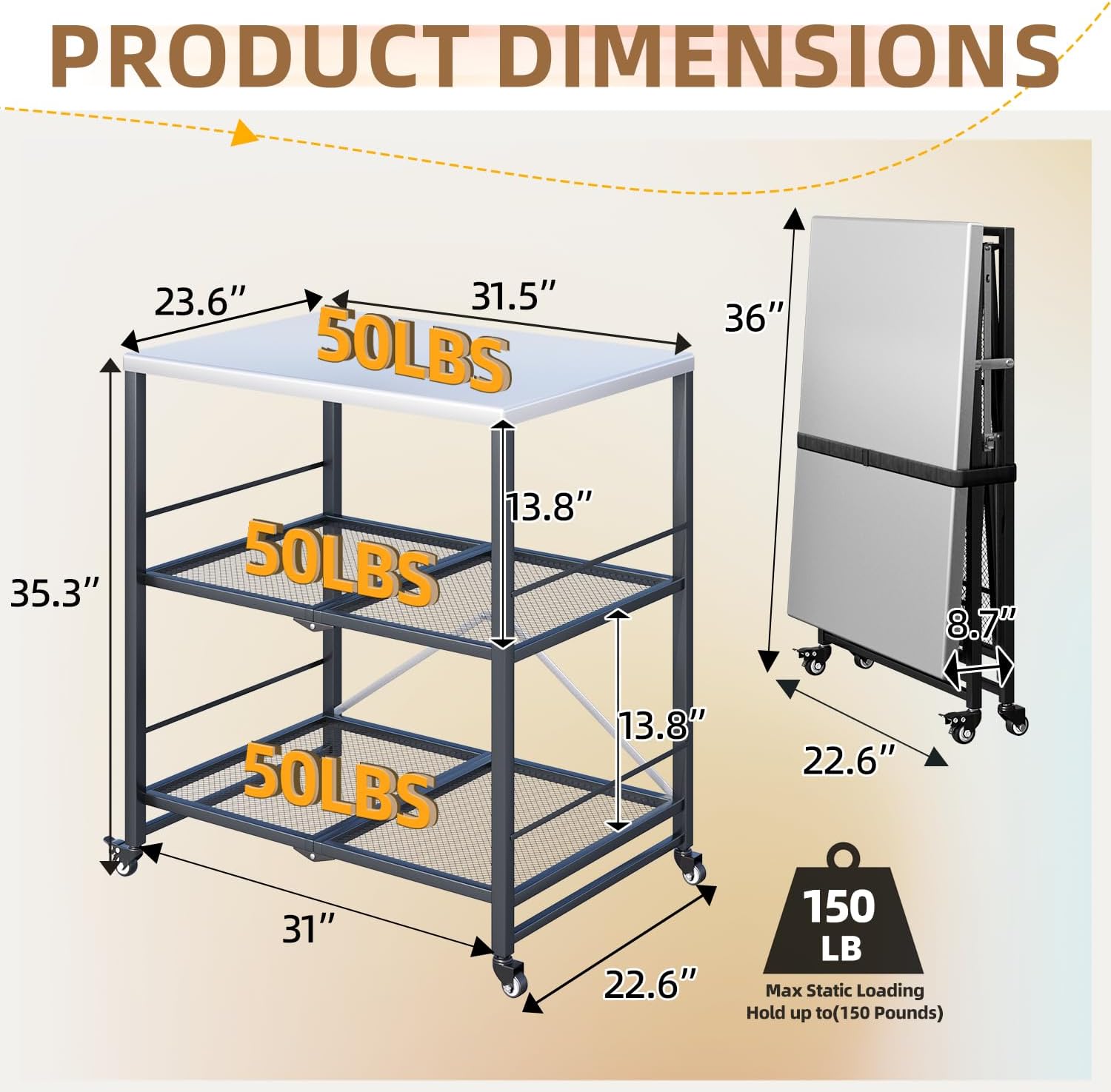 YODOLLA Stainless Pizza Oven Table with 2 Lock Casters, Silverbest