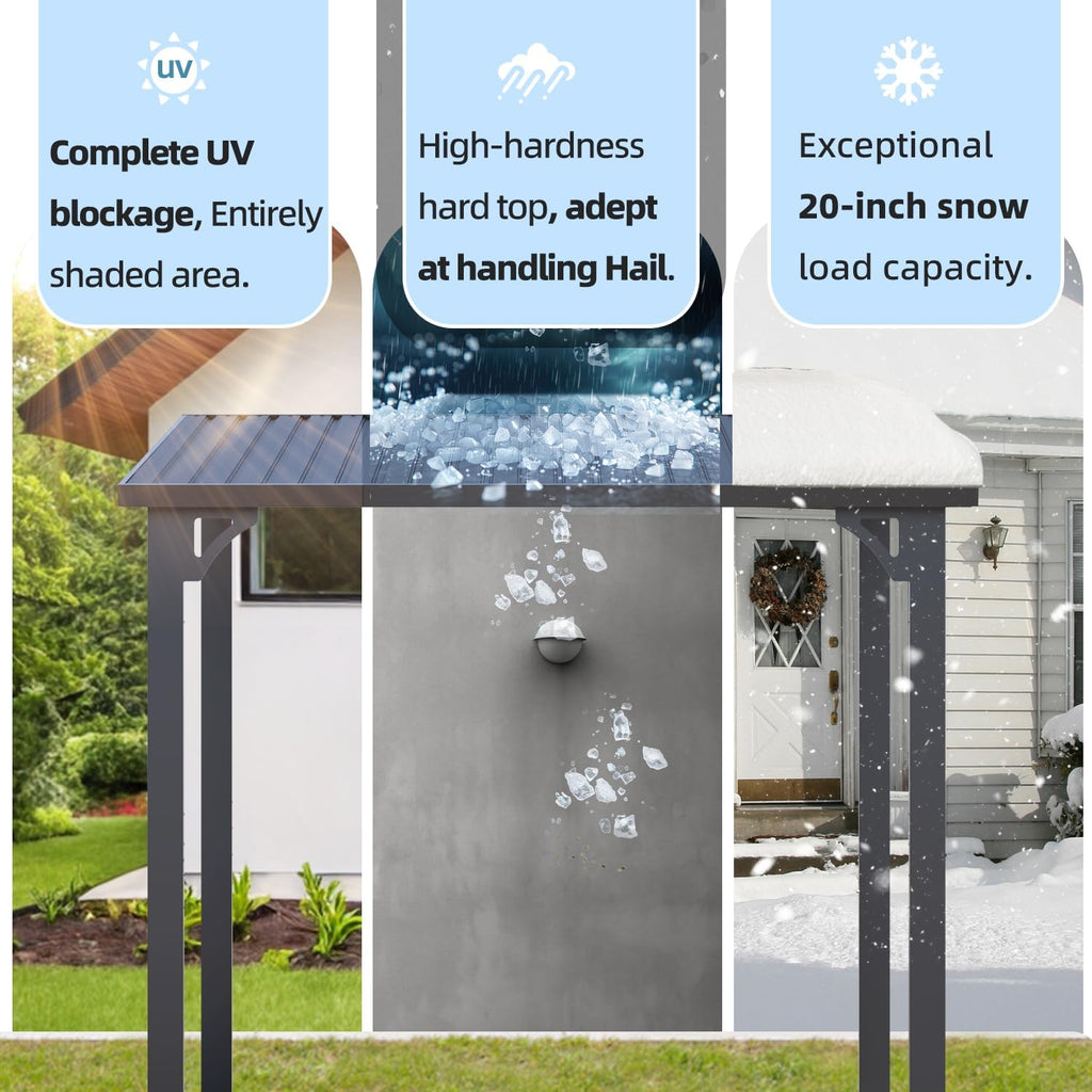 YODOLLA 8' x 8' Outdoor Pergola Hardtop Gazebo,Dark Grey