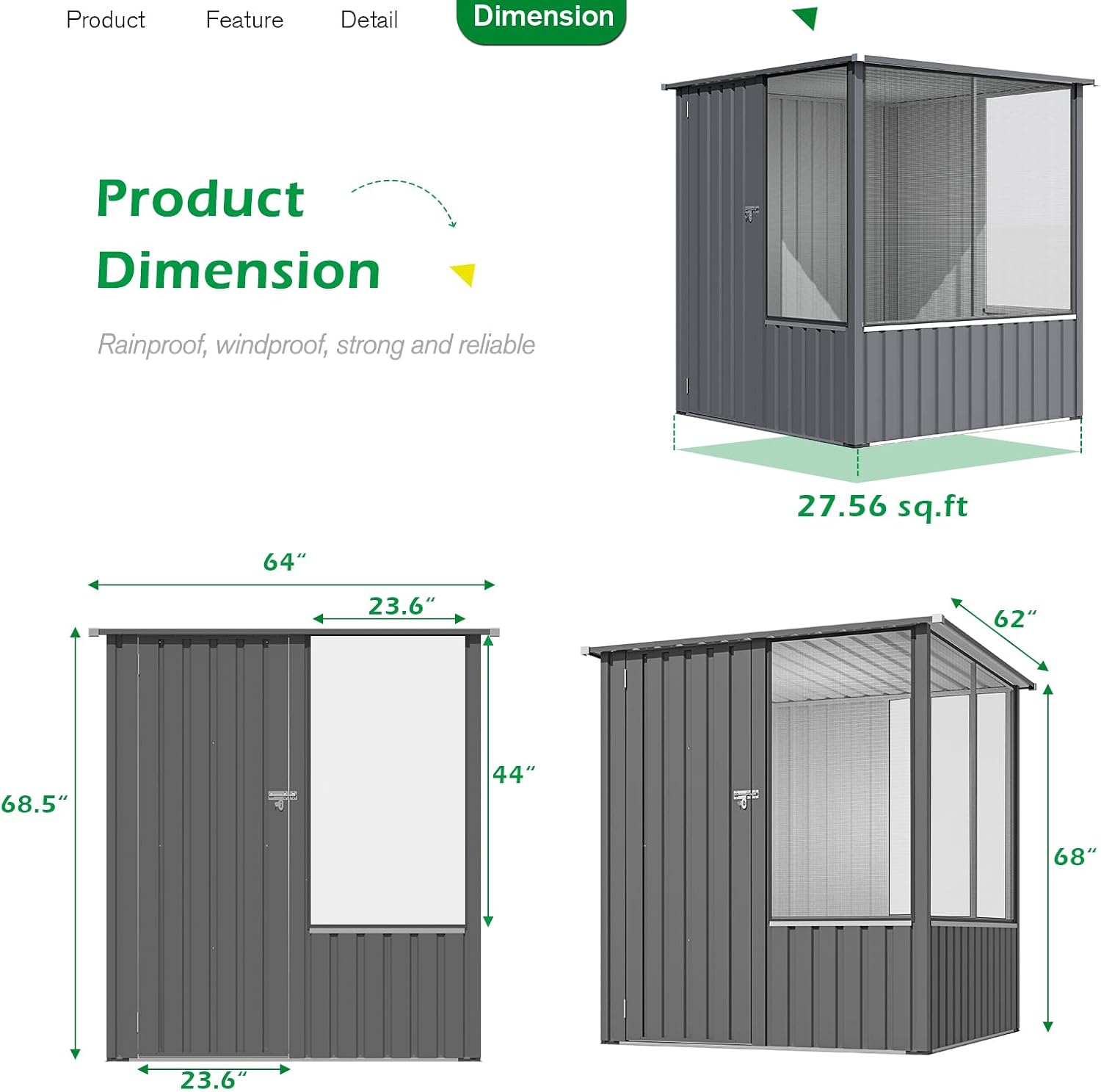 YODOLLA 5x5 FT Storage Shed, Metal Sheds & Outdoor Storage