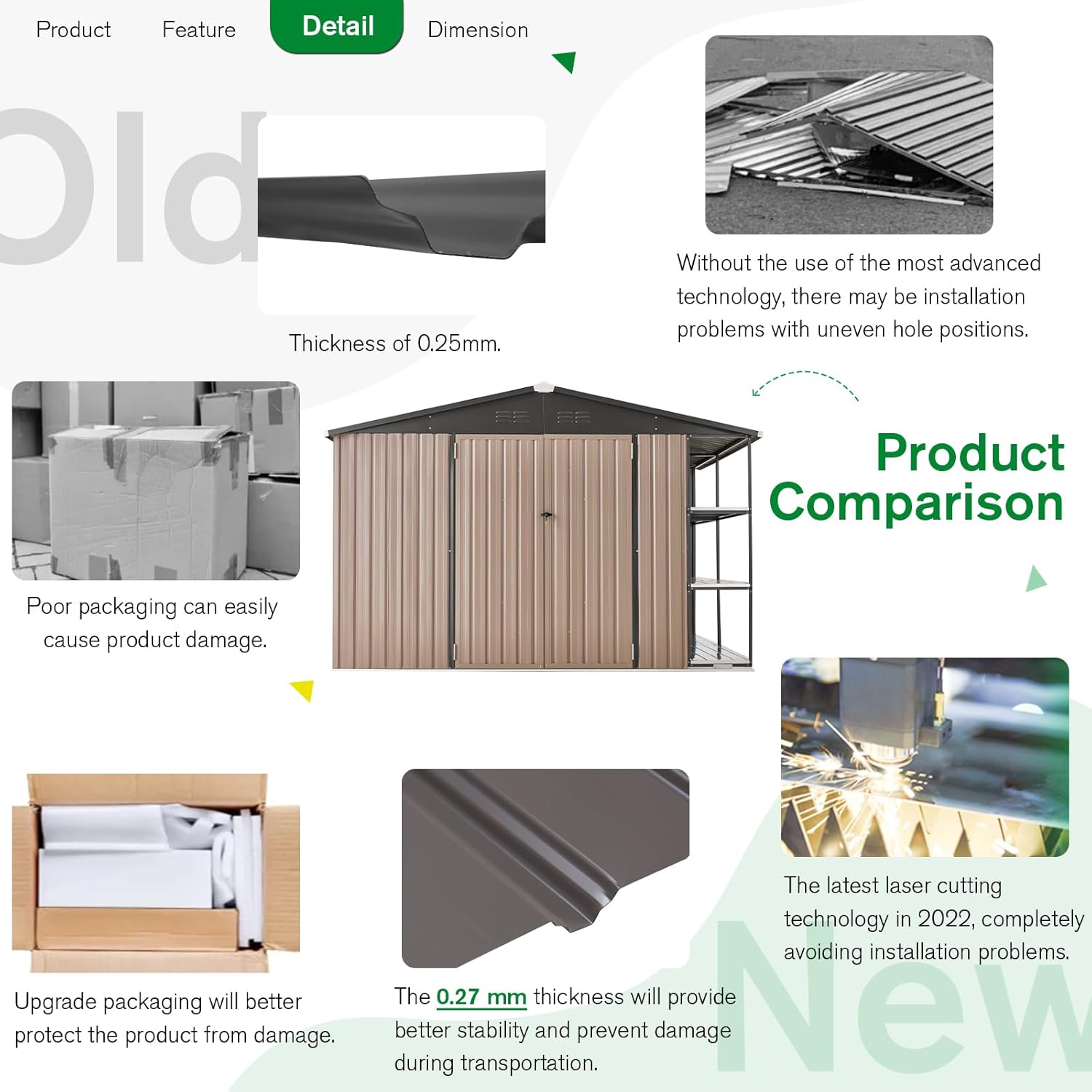 YODOLLA 10x8 Metal Storage Shed with Rack