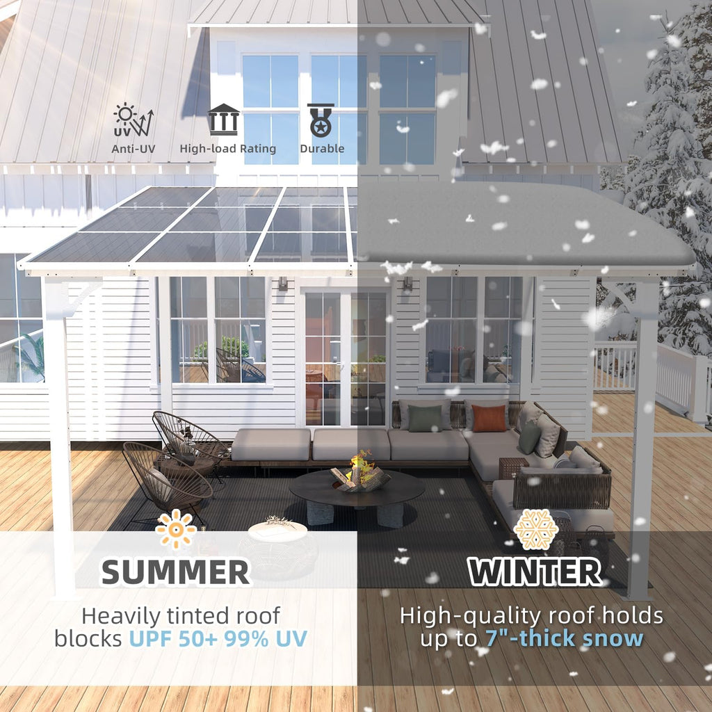 YODOLLA 12' x 12' Large Outdoor Wall Mounted Gazebos, White