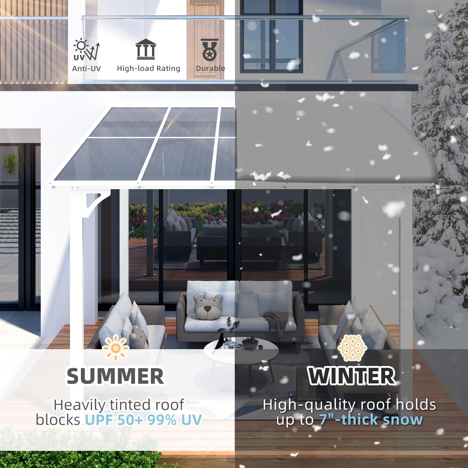 YODOLLA 10' x 8' Lean to Gazebo Pergola for Patio, White