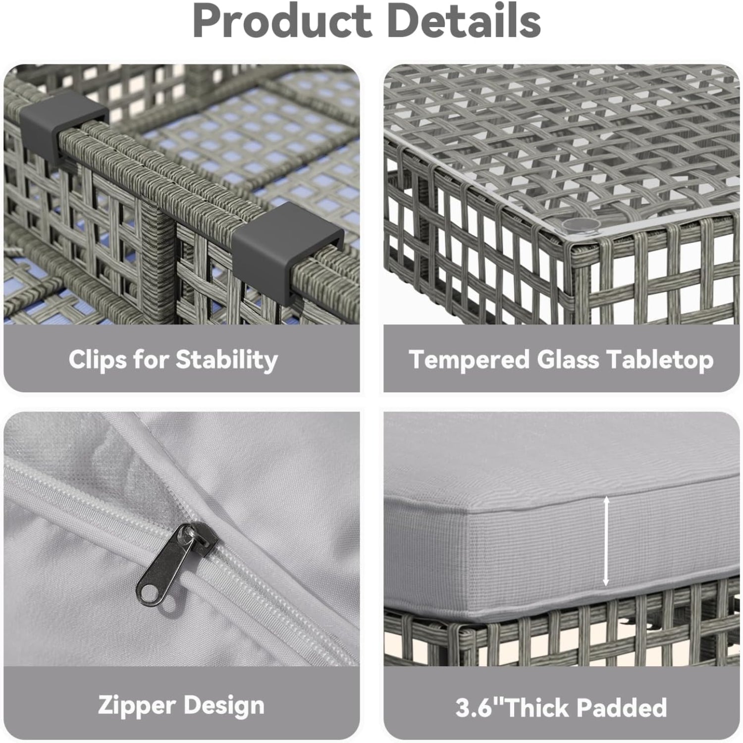 YODOLLA 7-Piece Outdoor Sofa Set, Gray Rattan & Grey Cushionsbest