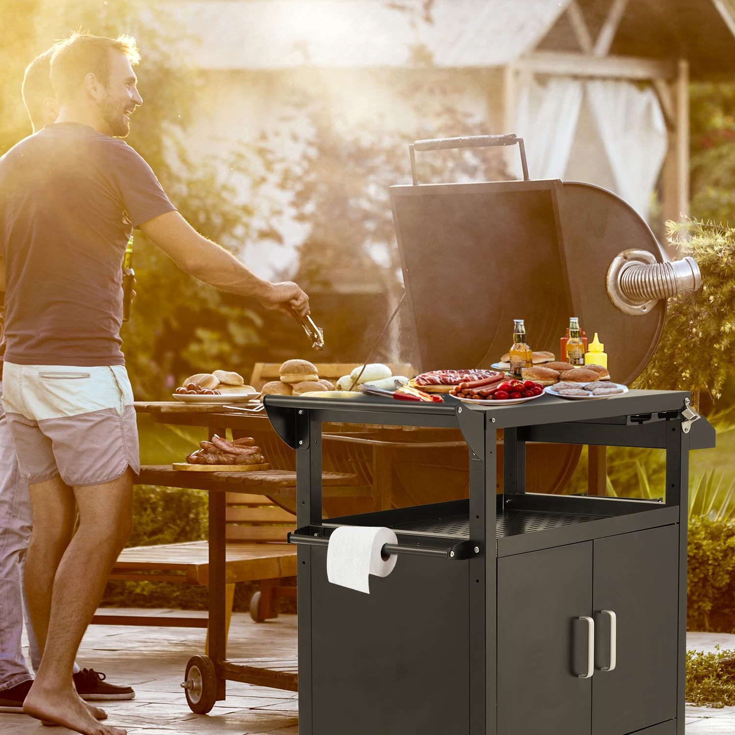 YODOLLA Outdoor Grill Cart Kitchen Storage Cabinets Island with Wheelsbest