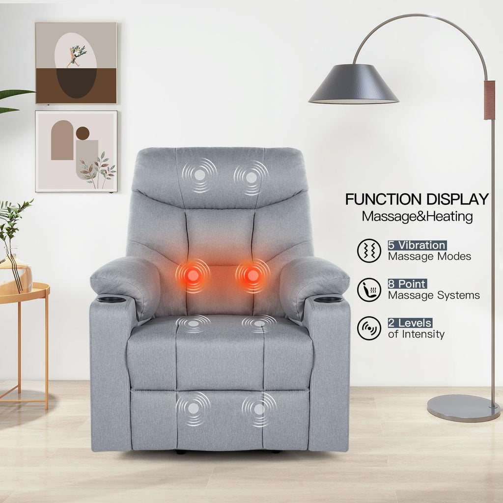 YODOLLA Massage Power Lift Recliner for Elderly, Linen Fabric, Greybest