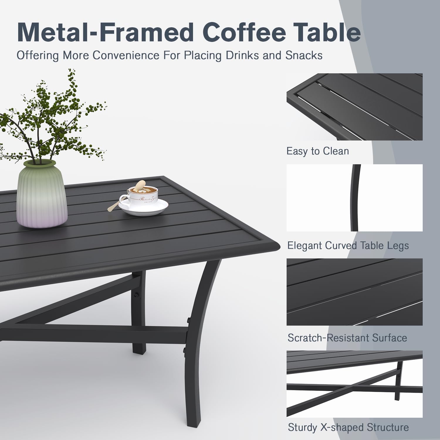 YODOLLA Outdoor Patio Furniture Set, 4 Piece Rattan Conversation Bistro Set with Coffee Tablebest