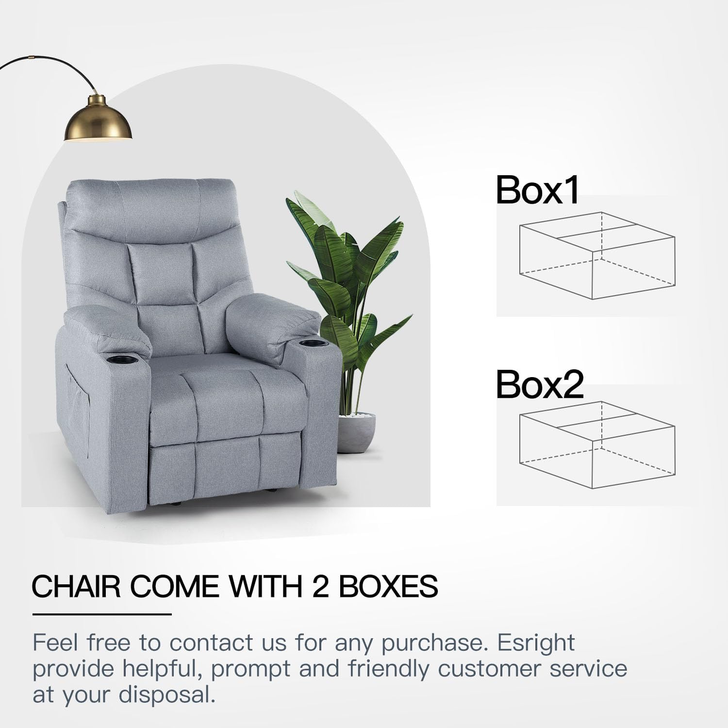 YODOLLA Massage Power Lift Recliner for Elderly, Linen Fabric, Greybest