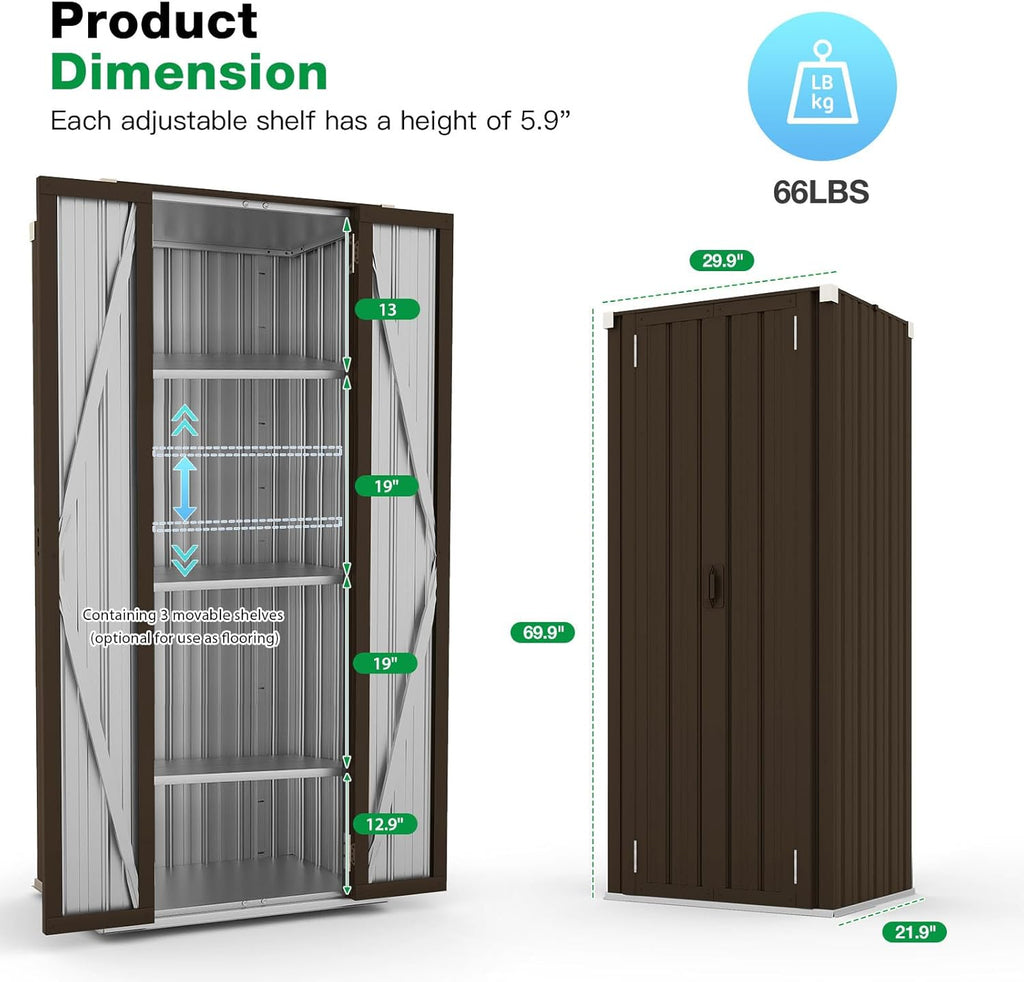 YODOLLA Vertical Garden Storage Shed, Brown