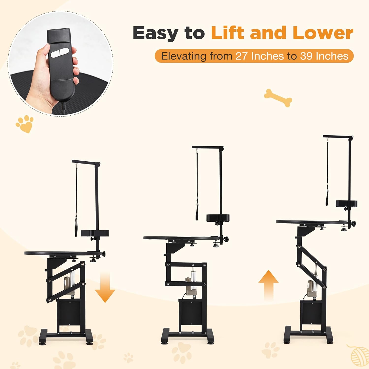 YODOLLA Electric Lift Dog Grooming Table with Foldable Arm