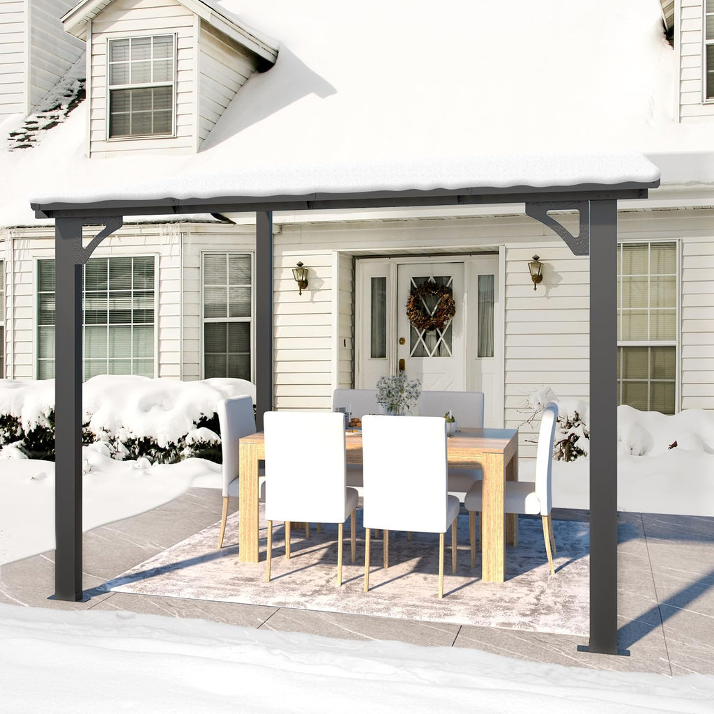 YODOLLA 8' x 8' Lean to Gazebo Pergola for Patio, Dark Grey