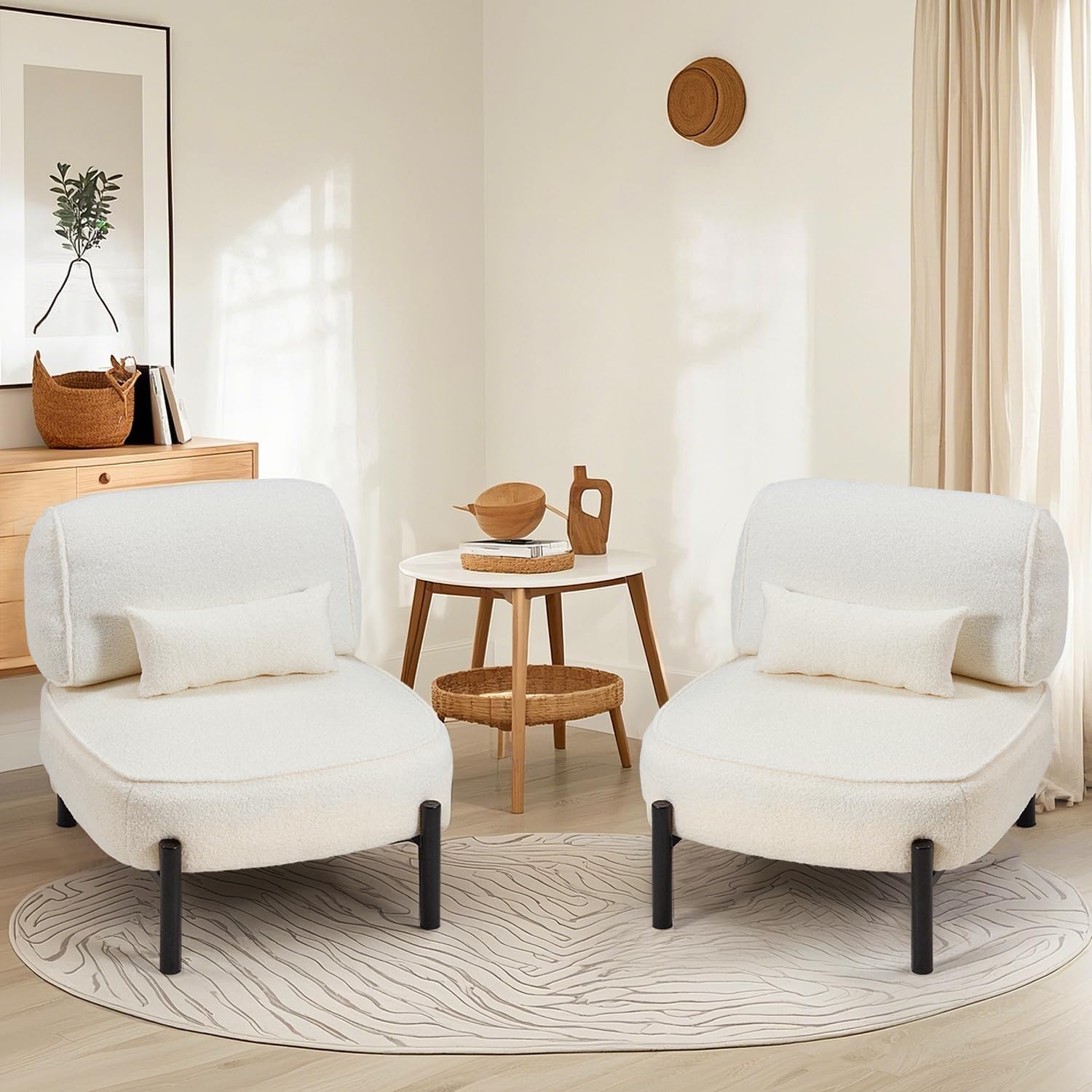 YODOLLA  Mid Century Modern Accent Chair, Extra Large Teddy Upholstered Lounge Chair with Pillow