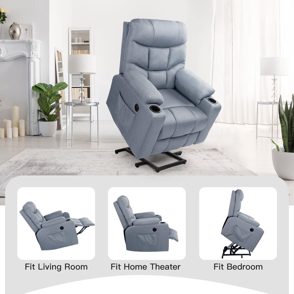 YODOLLA Massage Power Lift Recliner for Elderly, Linen Fabric, Greybest