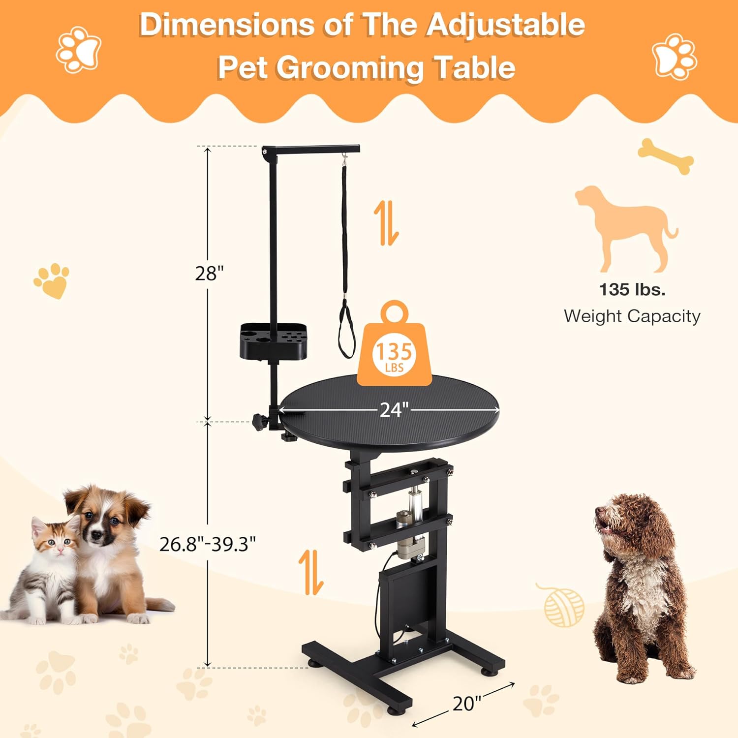YODOLLA Electric Lift Dog Grooming Table with Foldable Arm