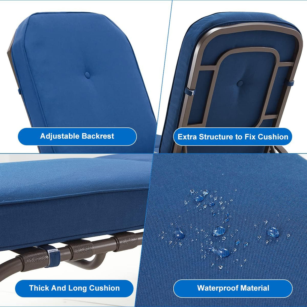 YODOLLA Adjustable Outdoor Chaise Lounge, Blue