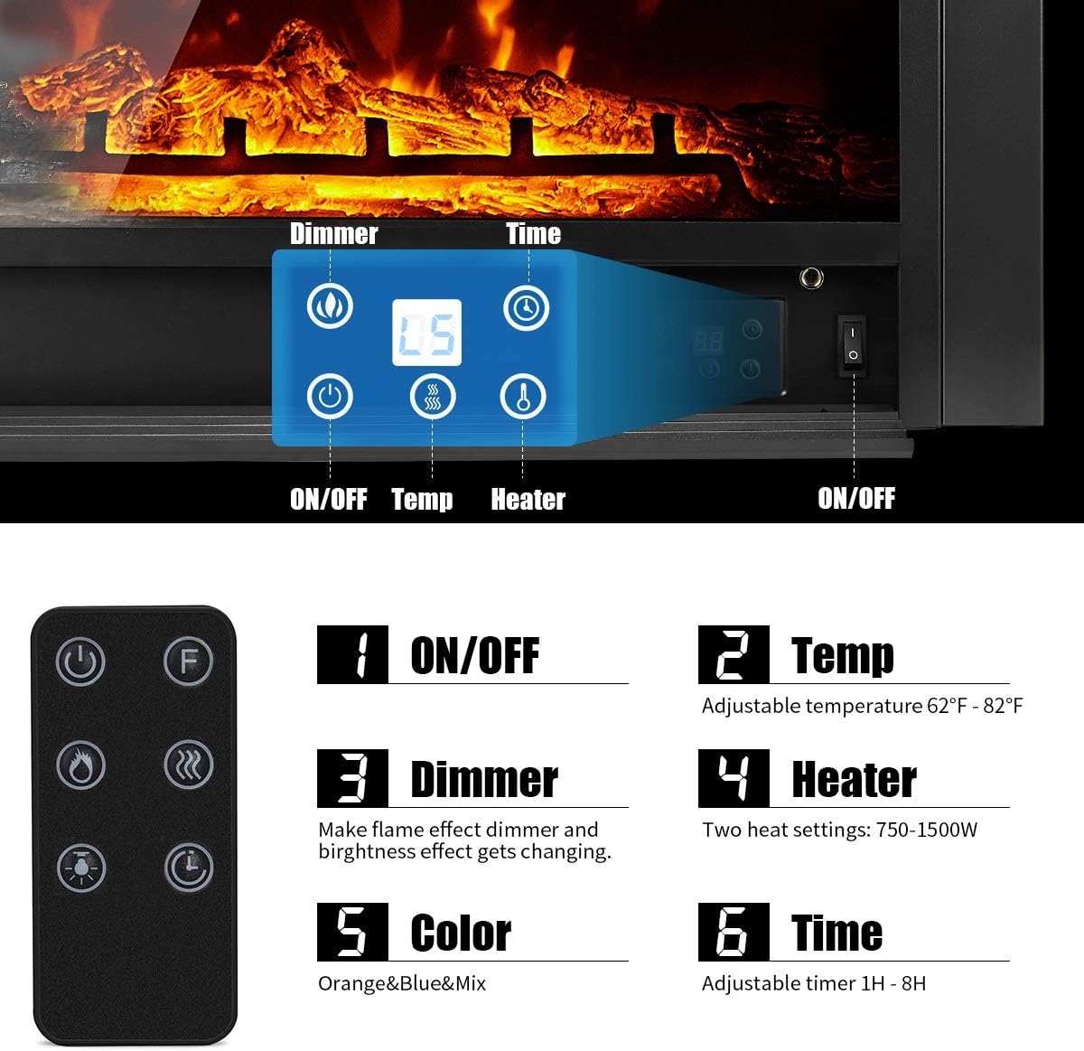 YODOLLA 28.5" Electric Fireplace Insertbest