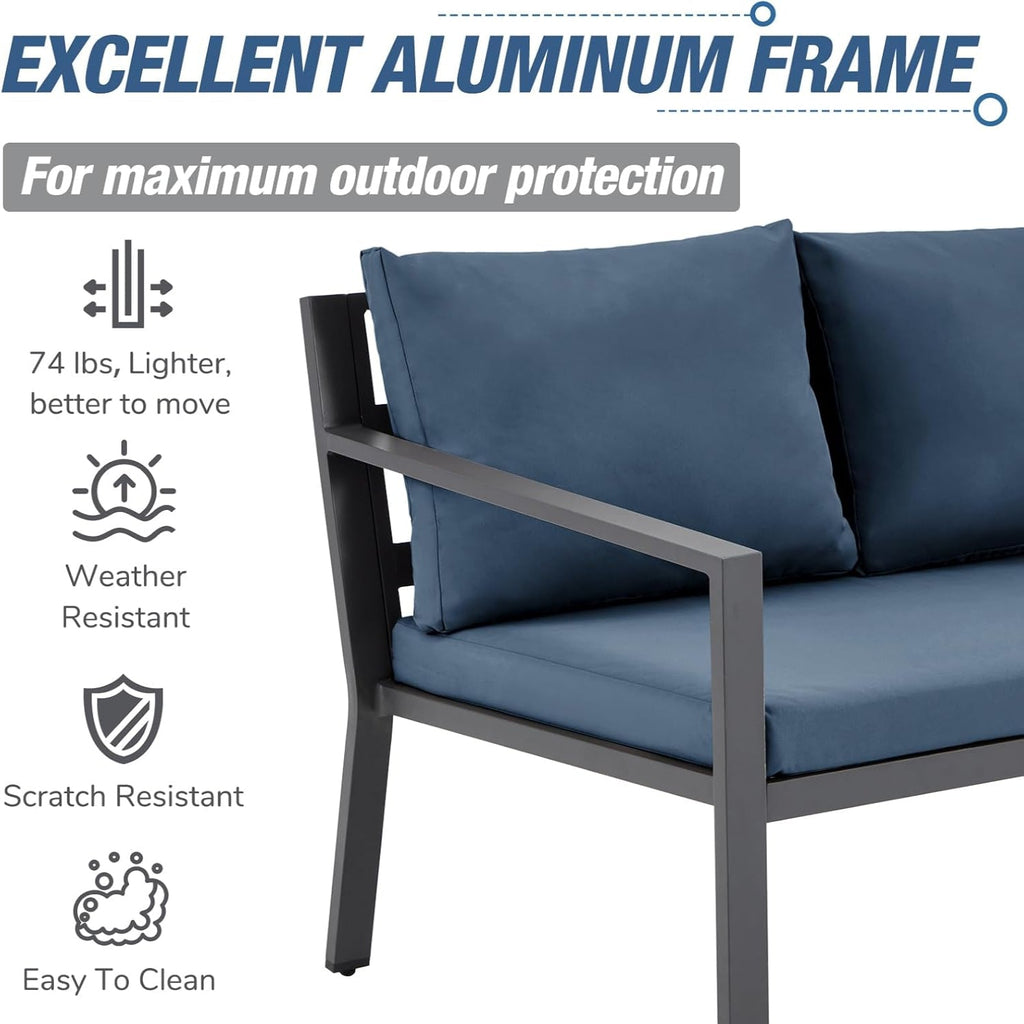 YODOLLA Metal Patio Sofa Set w/ Cushions