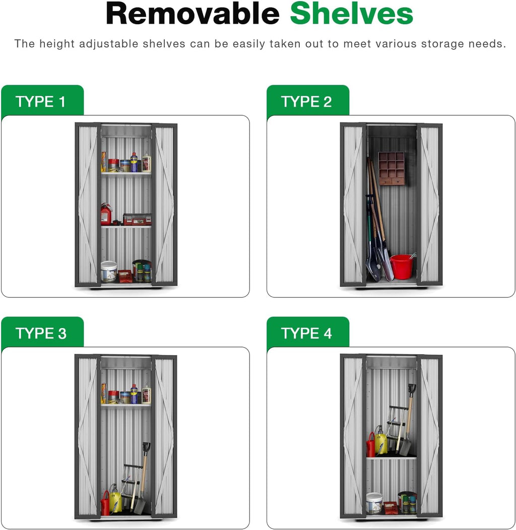 YODOLLA Vertical Garden Storage Shed, Gray