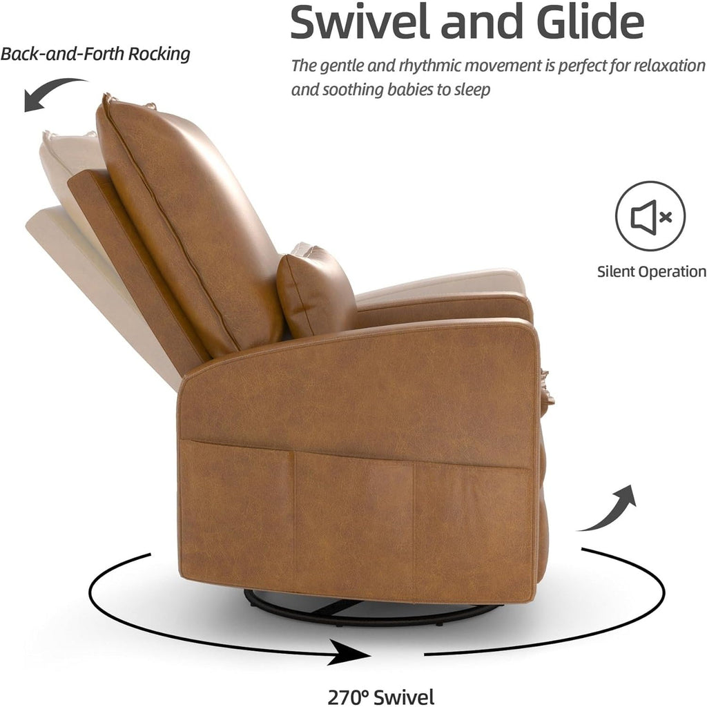 YODOLLA Rocking Chair Reclining Sofa Chair, Faux Leather Brownbest