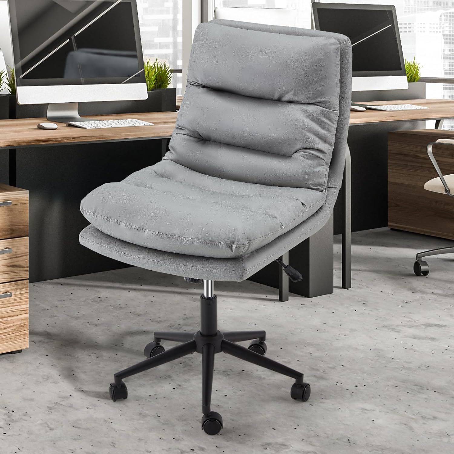 YODOLLA Office Chairs Swivel Desk Chair, Faux Leather Graybest