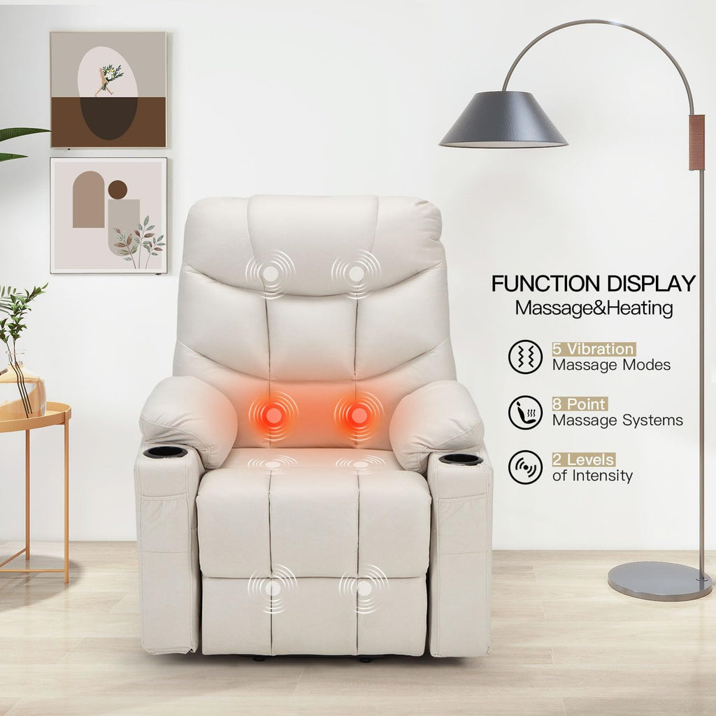 YODOLLA Massage Power Lift Recliner for Elderly, Faux Leather, Cream Whitebest