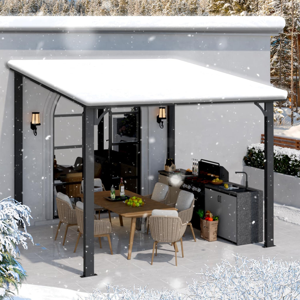 YODOLLA 10' x 10' Outdoor Pergola Hardtop Gazebo, Dark Grey