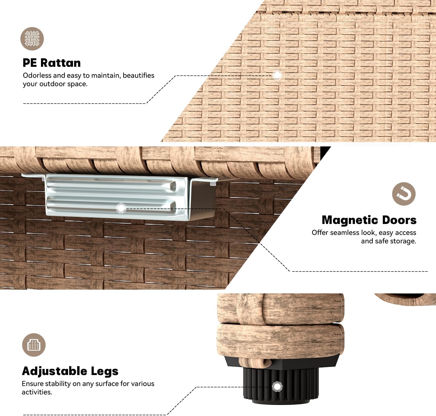 YODOLLA Outdoor Rattan Storage Cabinet, Waterproof, Beigebest