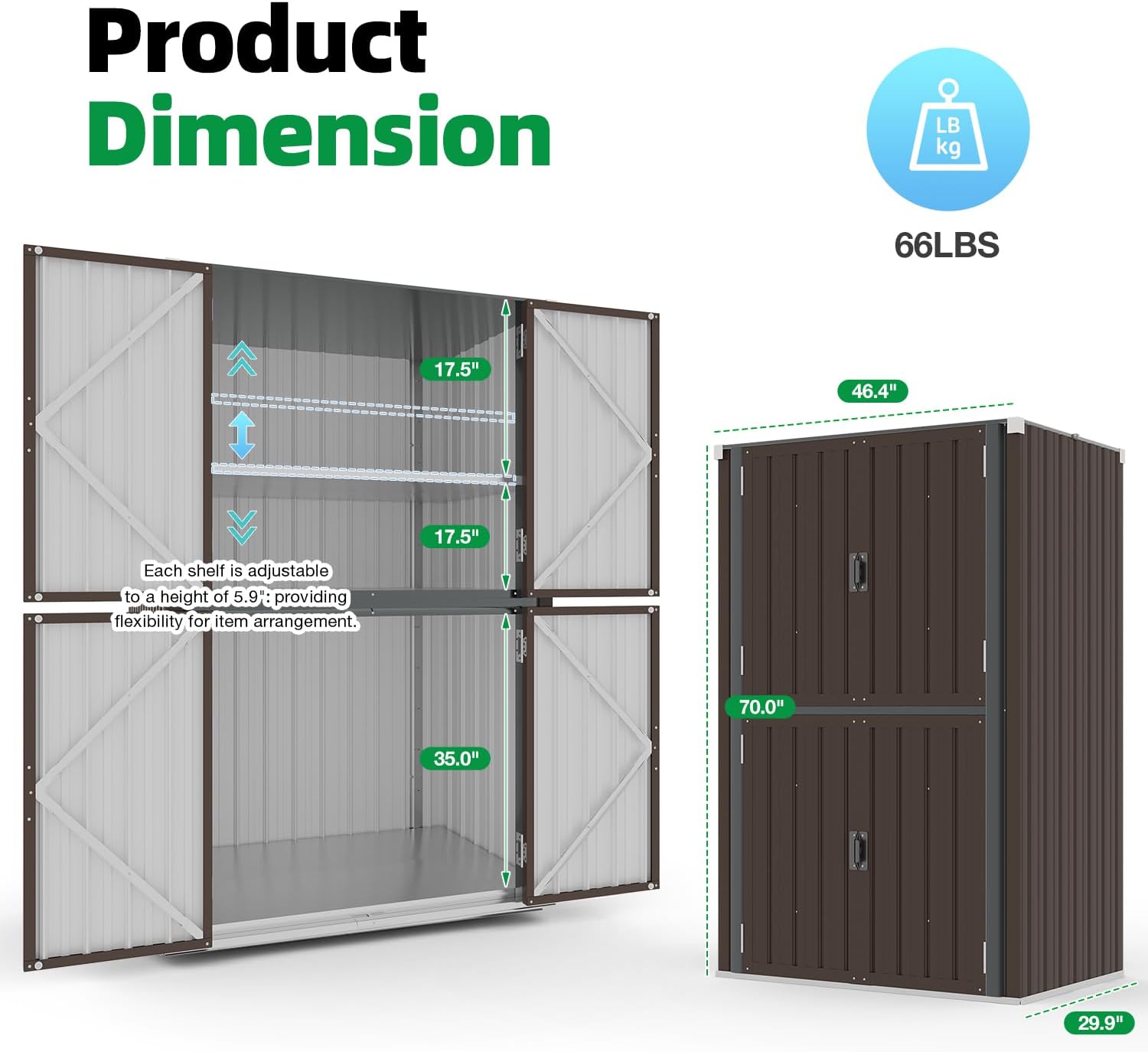 YODOLLA Outdoor Cabinet Outdoor Storage Cabinet, Brown