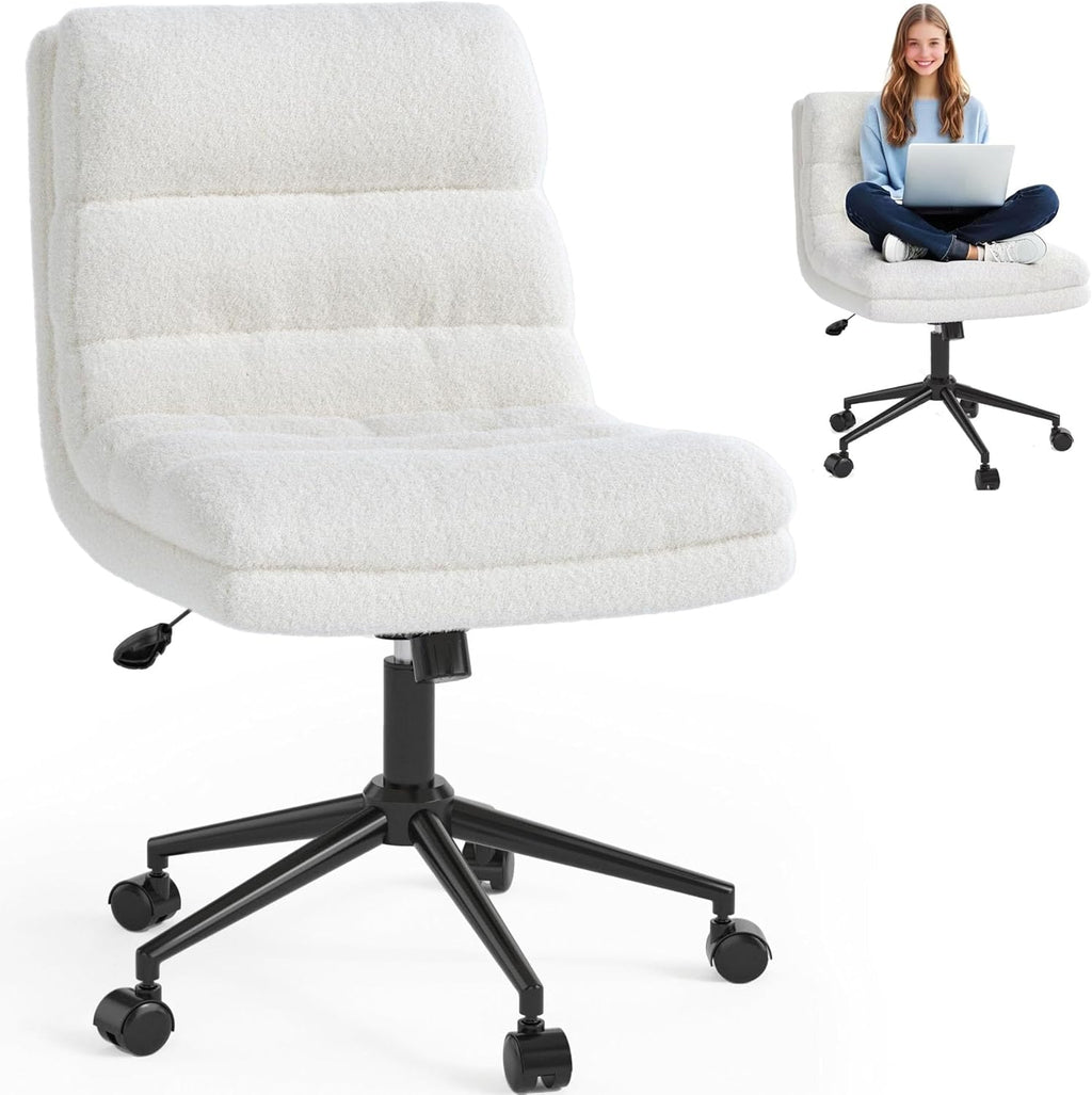 YODOLLA Office Chairs Swivel Desk Chair, Teddy White