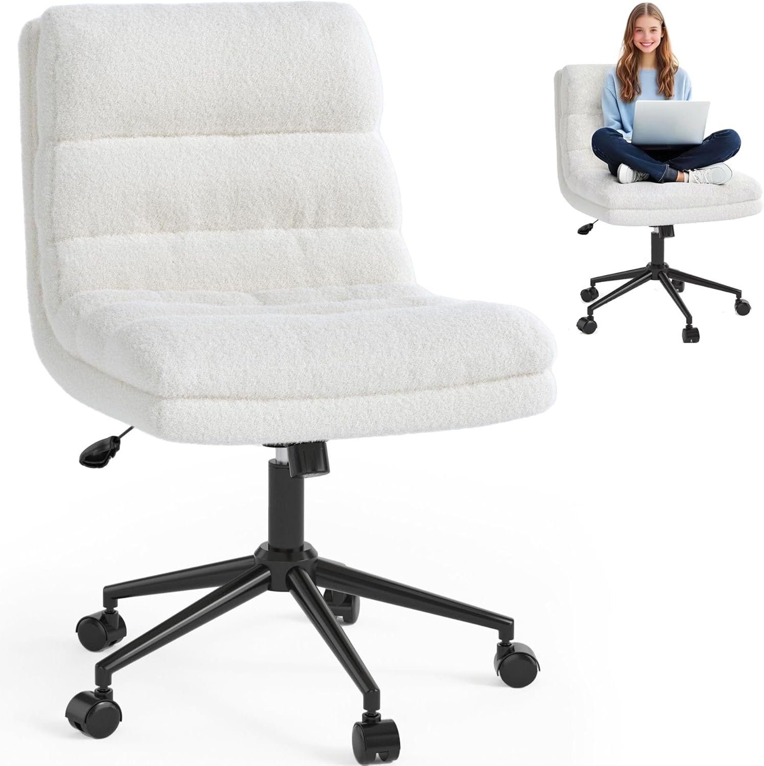 YODOLLA Office Chairs Swivel Desk Chair, Teddy White