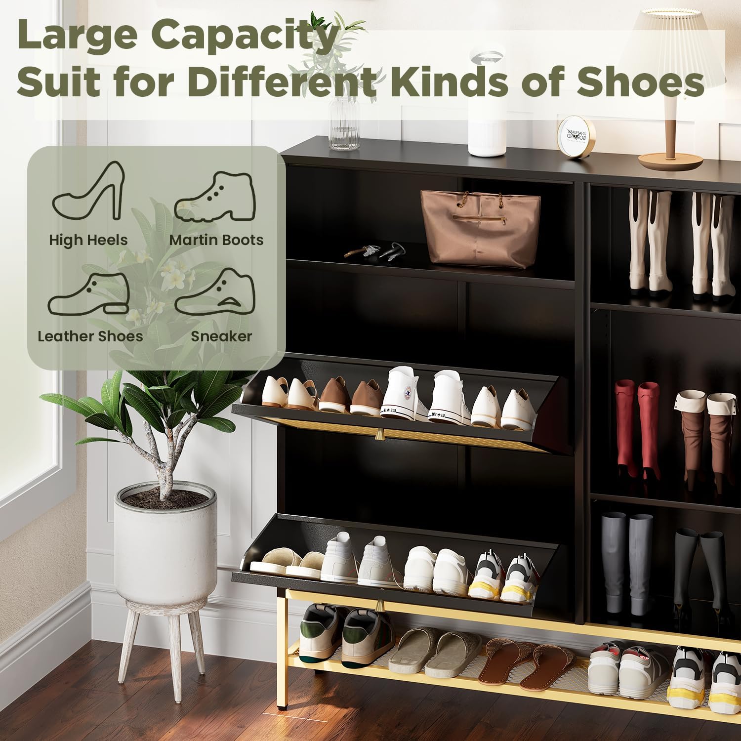 YODOLLA Shoe Storage Cabinet with 2 Flip Drawers Hidden Shoe Organizerbest