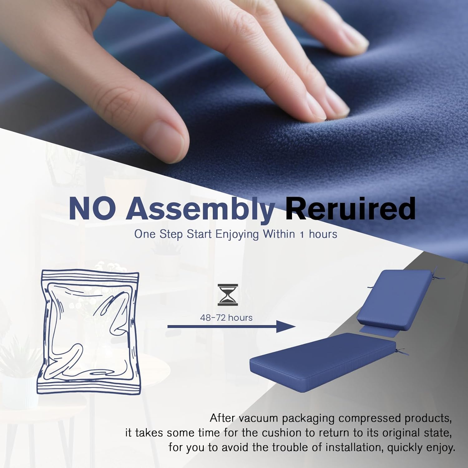 YODOLLA Chaise Lounge Cushions, Patio Sun Lounger Replacement