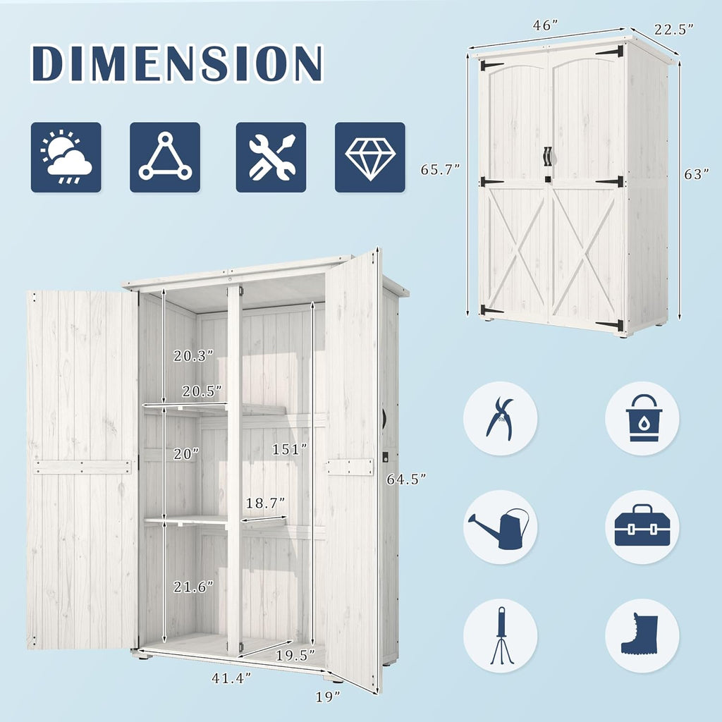 YODOLLA Outdoor Storage Shed with Waterproof Roof, Gray&White
