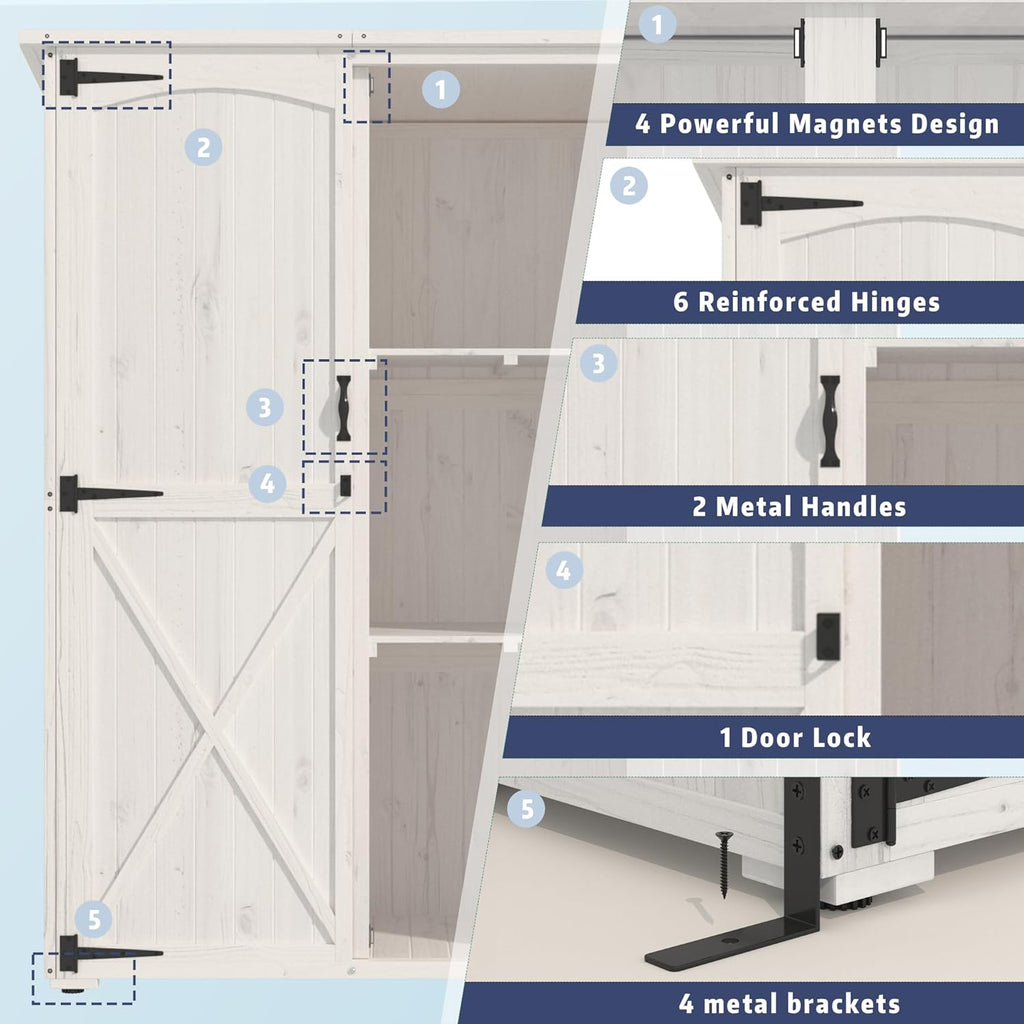 YODOLLA Outdoor Storage Shed with Waterproof Roof, Gray&White