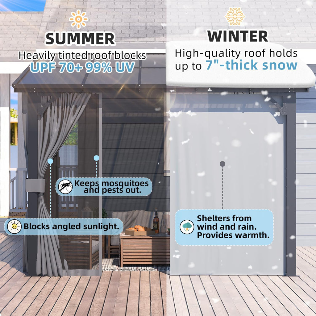 YODOLLA 16' x 8' Gazebo Outdoor Pergola with Curtains and Nettingbest