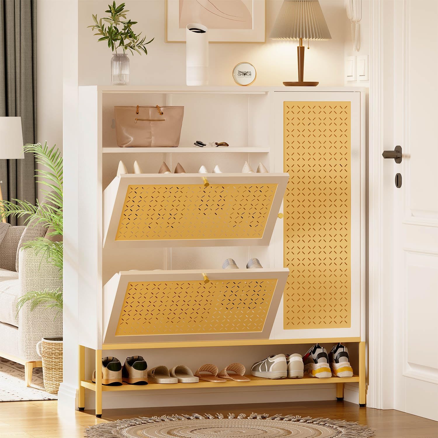 YODOLLA Shoe Storage Cabinet with 2 Flip Drawers Hidden Shoe Organizerbest