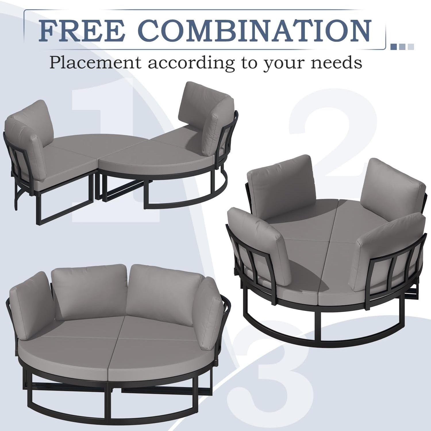 YODOLLA Patio Furniture Outdoor Daybed with Removable Cushions, Grey