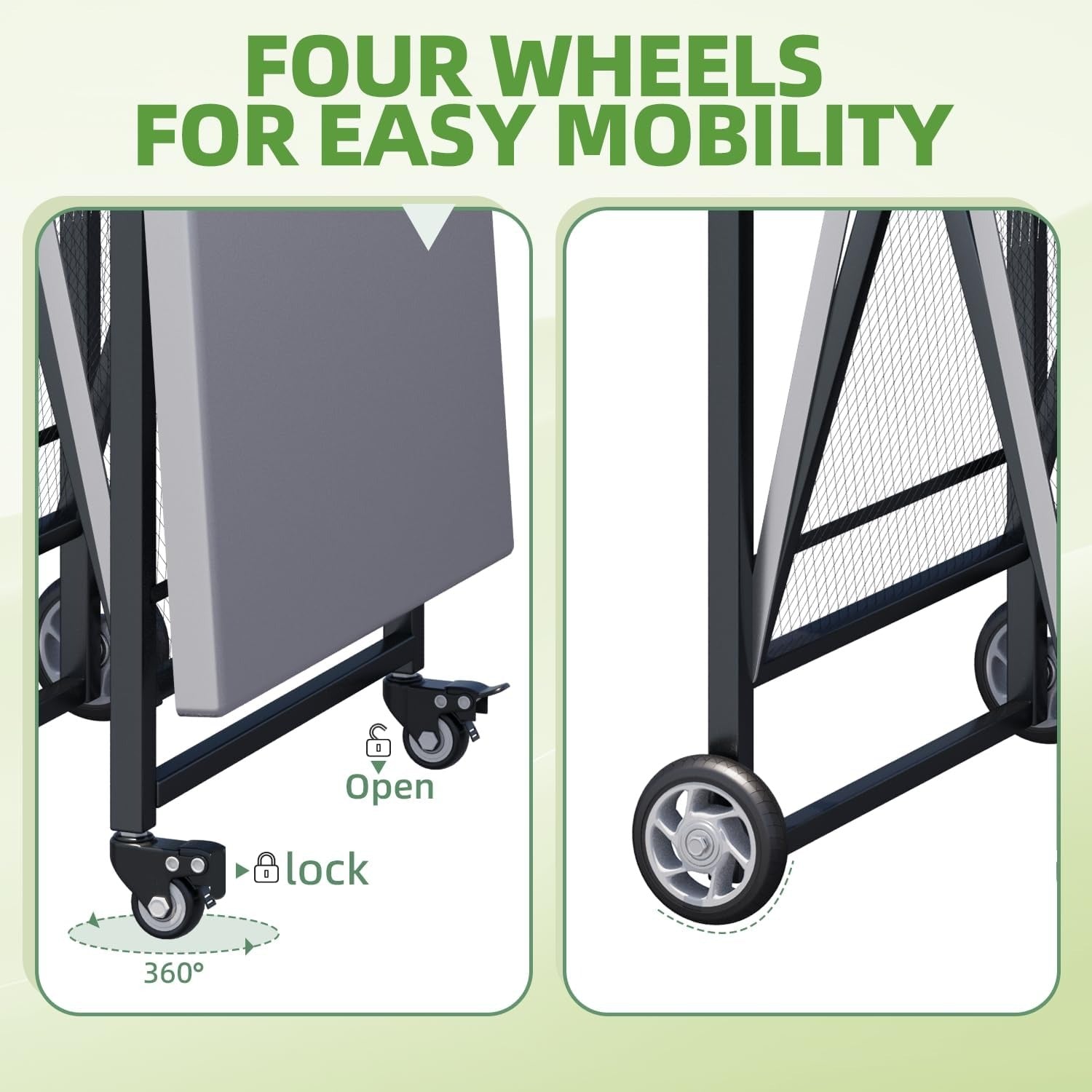 YODOLLA Foldable Stainless Steel Grill Cart Table with Wheels, Silver