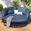 YODOLLA Patio Furniture Outdoor Daybed with Removable Cushions, Dark Blue