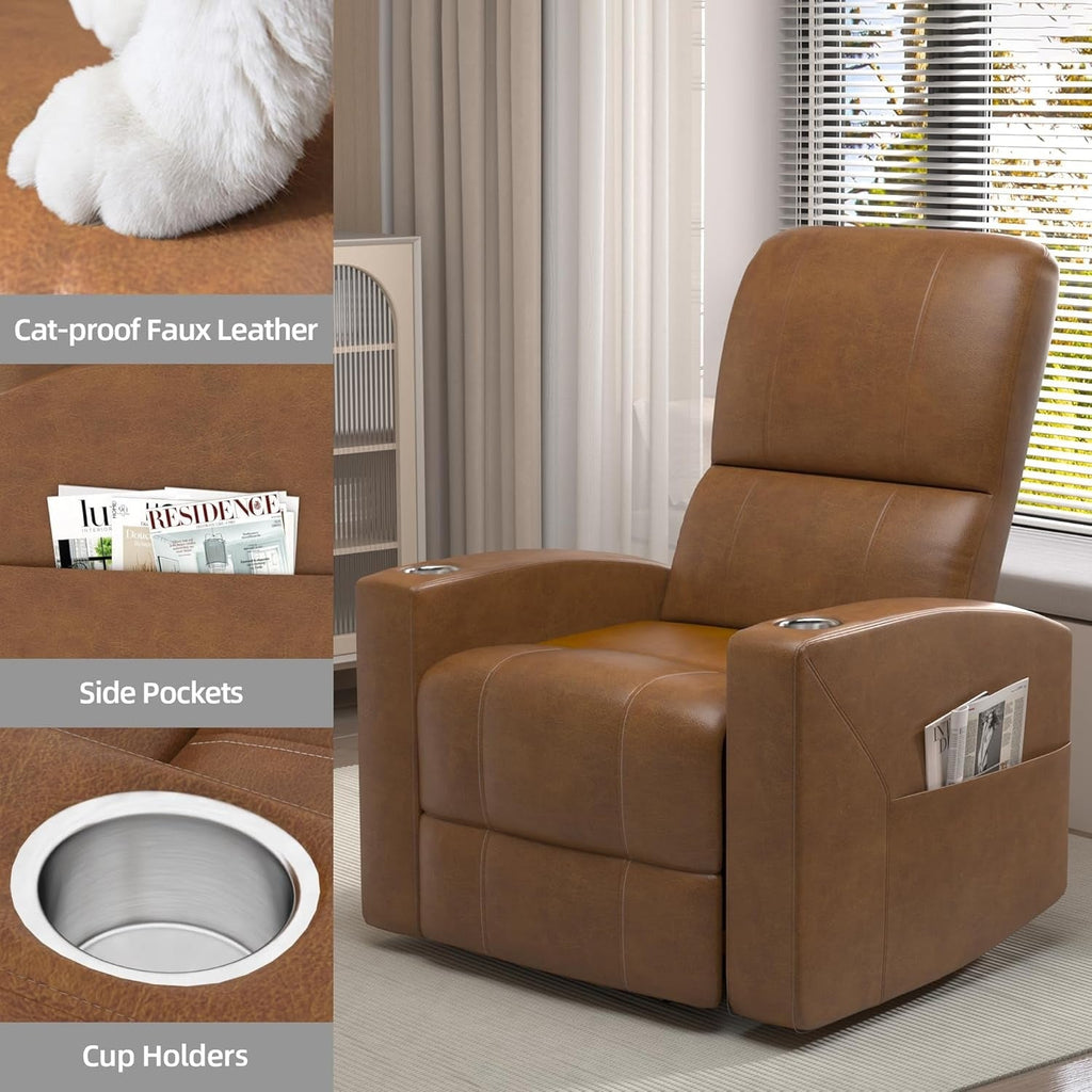 YODOLLA Recliner Sofa Chair, Faux Leather Brownbest