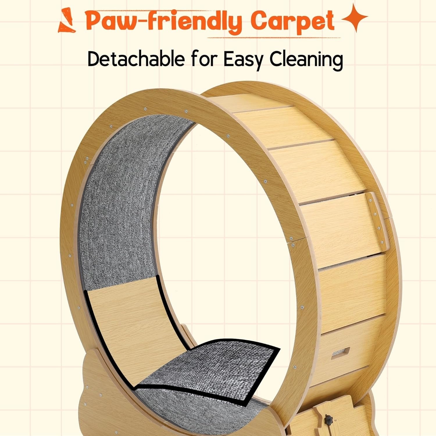 YODOLLA 35.8'' Cat Wheel Large Quiet Cat Treadmill, Naturalbest