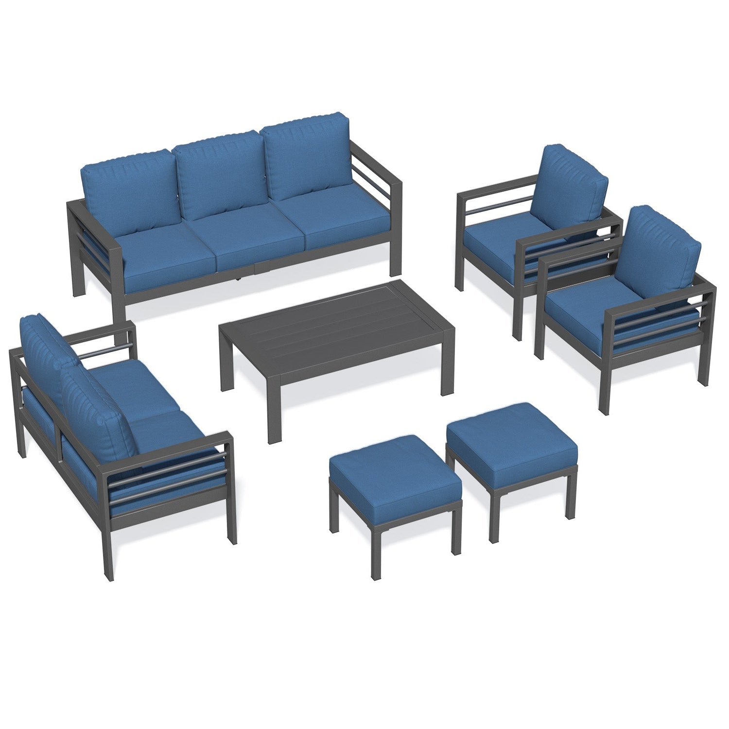 YODOLLA 7 Pieces Aluminum Patio Furniture Set, Blue