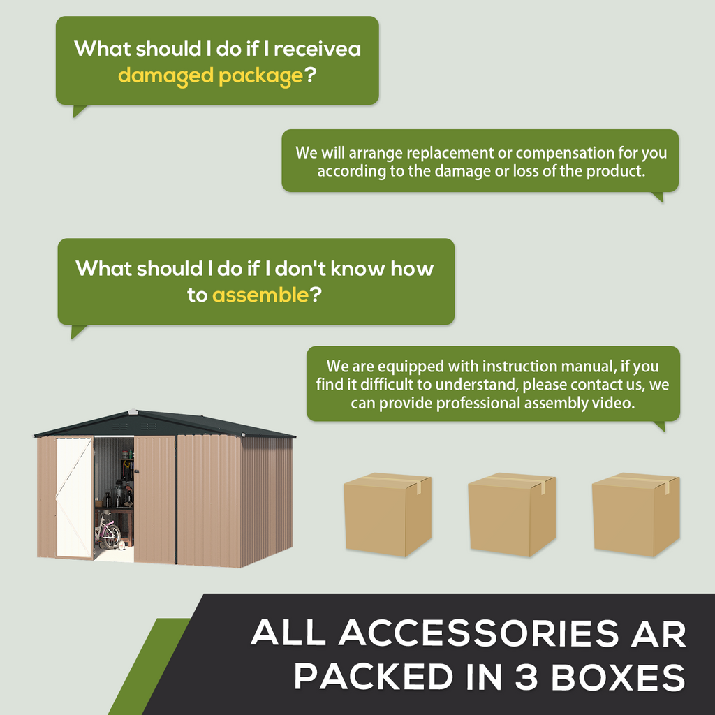 YODOLLA Shed 8' x 10' Outdoor Storage Metal Shed, Dark Gray