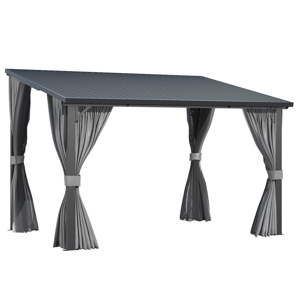 YODOLLA 12'x8' Outdoor Hardtop Gazebo Pergola with Curtains and Netting for Patio