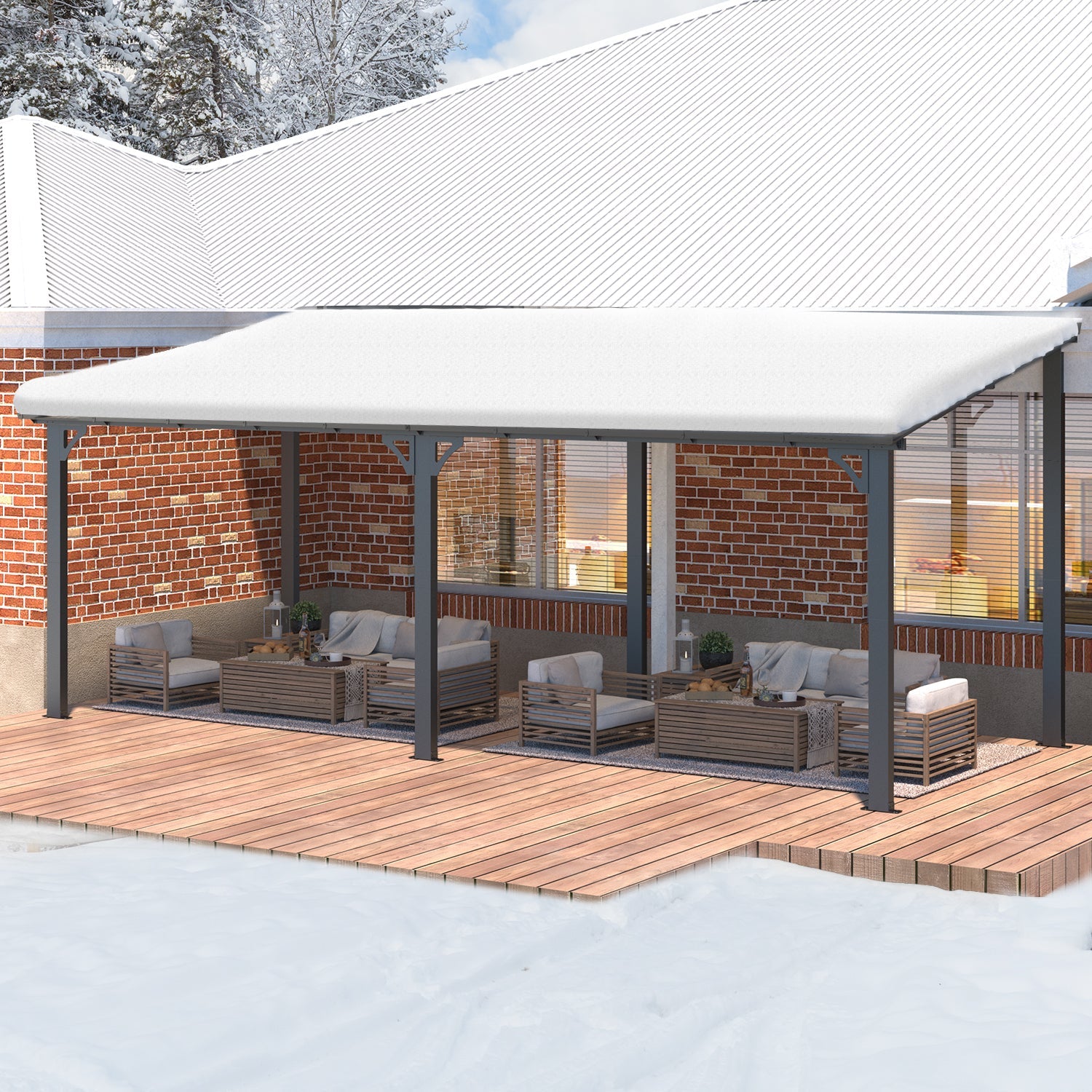 YODOLLA 20' x 8' Gazebo Outdoor Pergola, Dark Grey