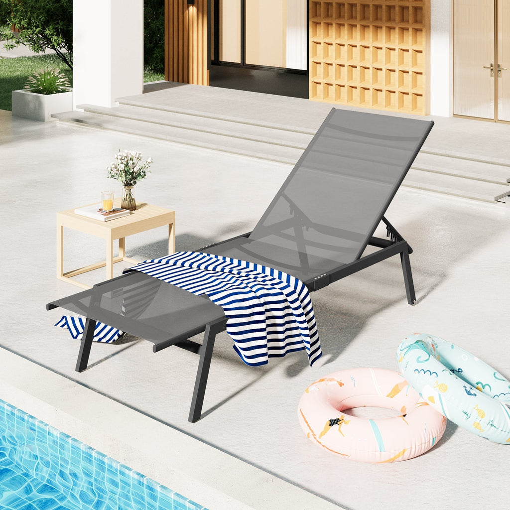 YODOLLA 4 PCS Curved Design Pool Lounge Chairs, Dark Grey