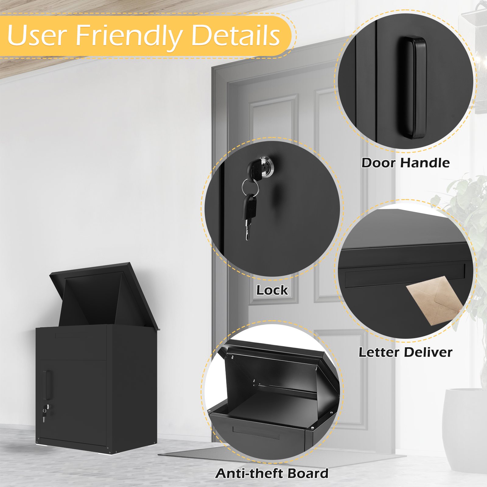 YODOLLA Package Delivery Box for Outside, Black (13.7" x 17.7" x 21.6")best